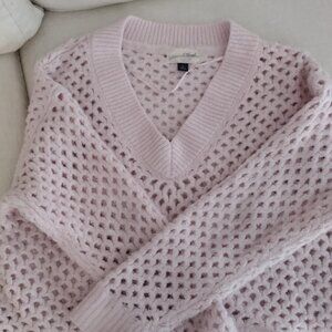 Pink Crochet Lightweight Sweater